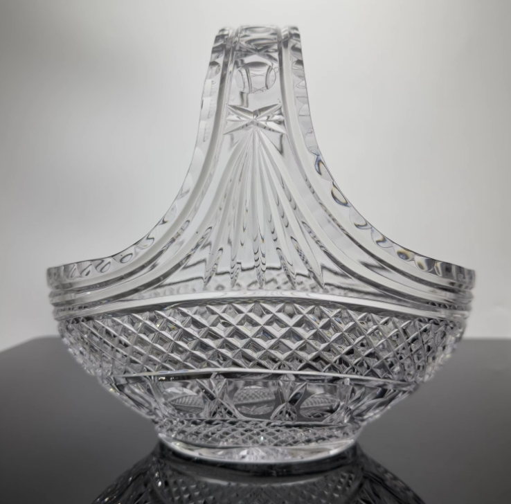 Hand carved crystal fruit basket tableware
