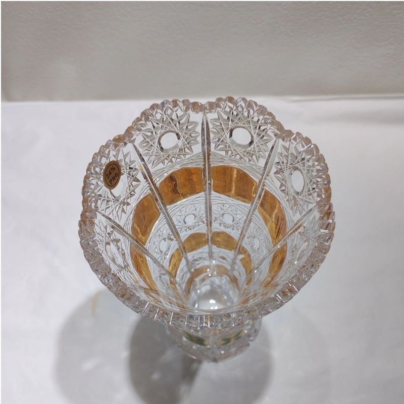 Customized metal edged crystal vase