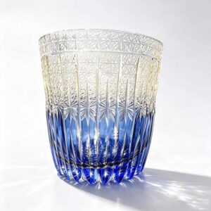 clear top blue bottom star vertical cut 24% lead crystal edo kiriko tumbler