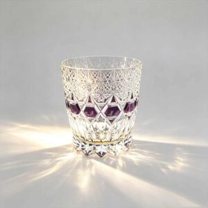 purple inlay star cut 24% lead crystal edo kiriko whiskey tumbler
