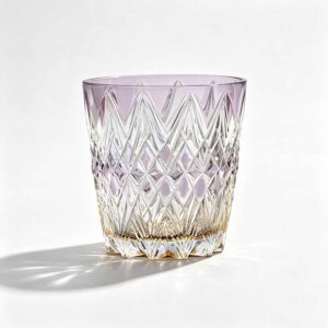 lavender amber gradient diamond peak cut 24% lead crystal edo kiriko tumbler