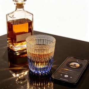 clear top blue bottom star vertical cut 24% lead crystal edo kiriko tumbler