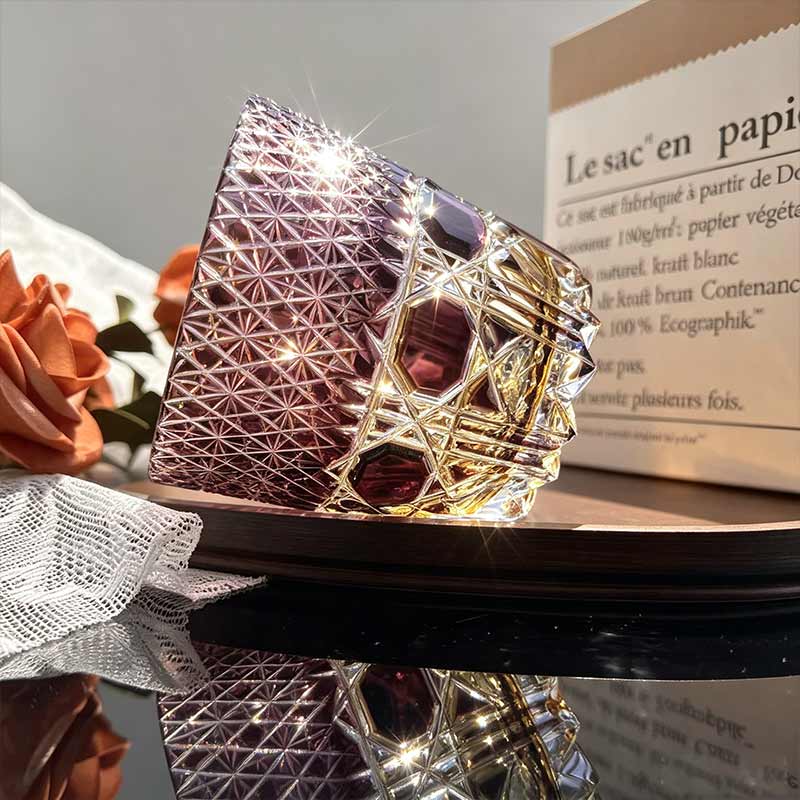 two tone purple amber edo kiriko star cut 24% lead crystal whiskey tumbler two tone purple amber edo kiriko star cut 24% lead crystal whiskey tumbler