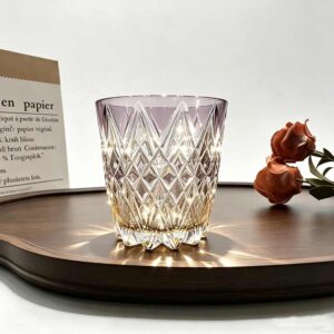 lavender amber gradient diamond peak cut 24% lead crystal edo kiriko tumbler