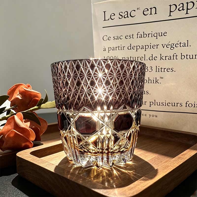 two tone purple amber edo kiriko star cut 24% lead crystal whiskey tumbler two tone purple amber edo kiriko star cut 24% lead crystal whiskey tumbler