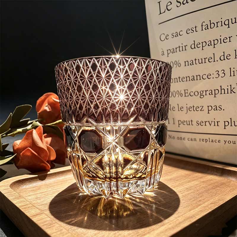 two tone purple amber edo kiriko star cut 24% lead crystal whiskey tumbler two tone purple amber edo kiriko star cut 24% lead crystal whiskey tumbler