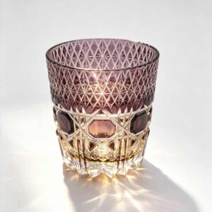 two tone purple amber edo kiriko star cut 24% lead crystal whiskey tumbler