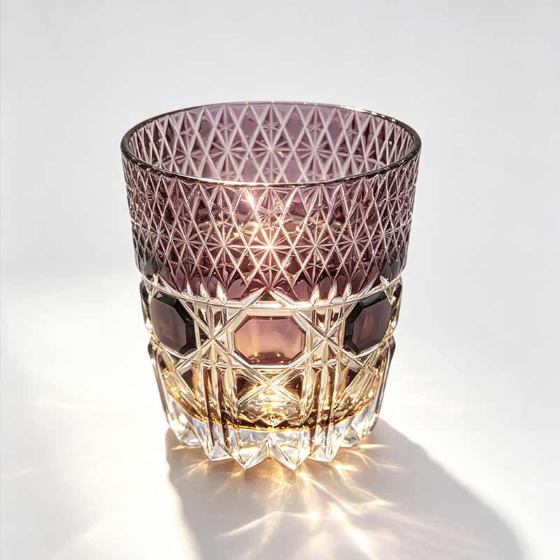 two tone purple amber edo kiriko star cut 24% lead crystal whiskey tumbler two tone purple amber edo kiriko star cut 24% lead crystal whiskey tumbler