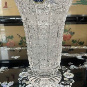 24 lead bohemian crystal vase | hand cut boho vintage decor vase