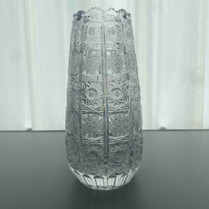 24 lead bohemian crystal vase | hand cut boho vintage decor vase