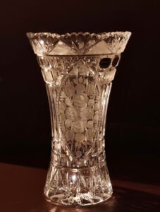 24 lead bohemian crystal vase | hand cut boho vintage decor vase