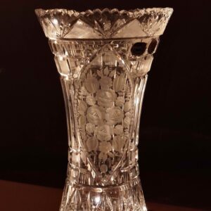 24 lead bohemian crystal vase | hand cut boho vintage decor vase