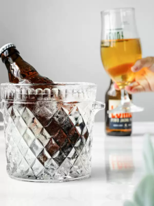 24% lead crystal star diamond hand cut ice bucket | bohemian vintage bar chiller (复制)