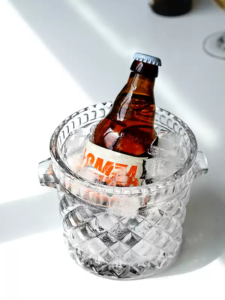 24% lead crystal star diamond hand cut ice bucket | bohemian vintage bar chiller (复制)