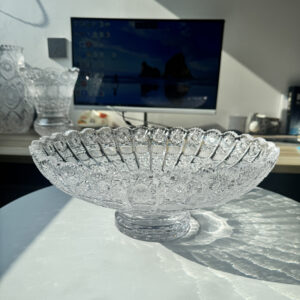 24% lead bohemian gilded enamel crystal pedestal fruit compote | vintage boho centerpiece bowl (复制)